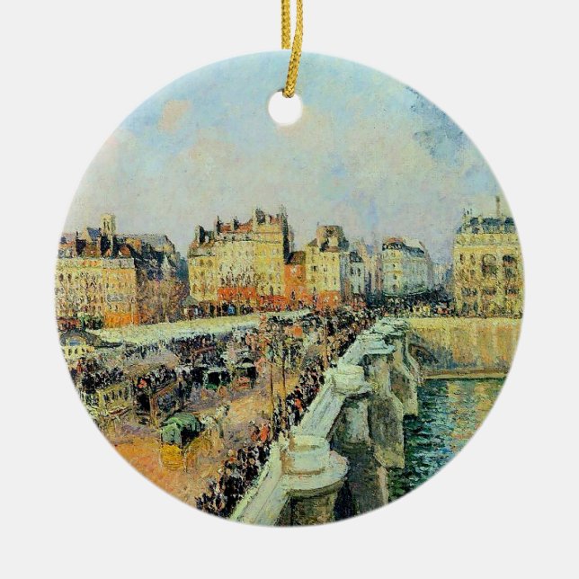 Pont Neuf, Afternoon, Sunlight Camille Pissarro    Ceramic Ornament (Front)