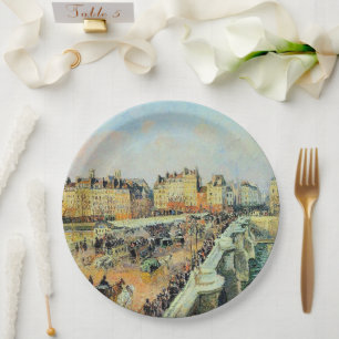 Pont Neuf, Afternoon, Sunlight Camille Pissarro Paper Plate