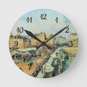 Pont Neuf, Afternoon, Sunlight Camille Pissarro Round Clock