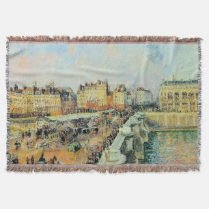 Pont Neuf, Afternoon, Sunlight Camille Pissarro    Throw Blanket
