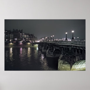 PONT NEUF BRIDGE at NIGHT - PARIS FRANCE Poster