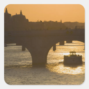 Pont Neuf, Seine, sunset, Paris, FranceMusee Square Sticker