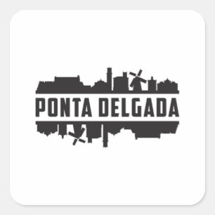 Ponta Delgada Portugal Skyline Cityscape Gift Idea Square Sticker