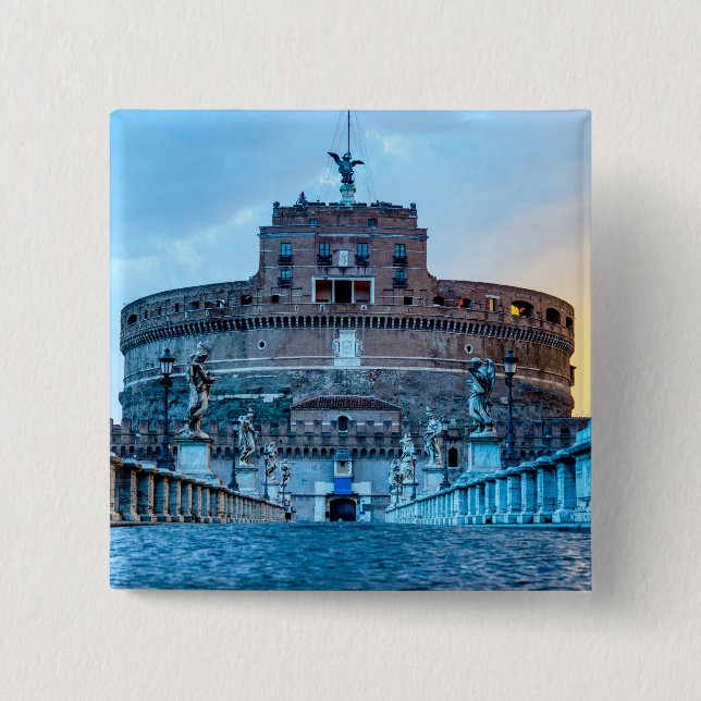 Ponte Sant'Angelo at dawn - Rome Italy 15 Cm Square Badge (Front)