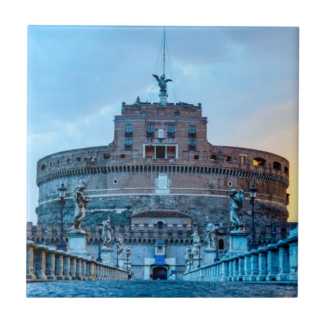 Ponte Sant'Angelo at dawn - Rome Italy Ceramic Tile (Front)