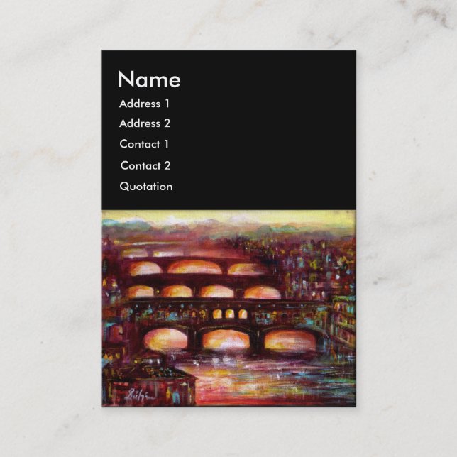 Ponte Vecchio and Other Bridges of Florence,black Business Card (Front)
