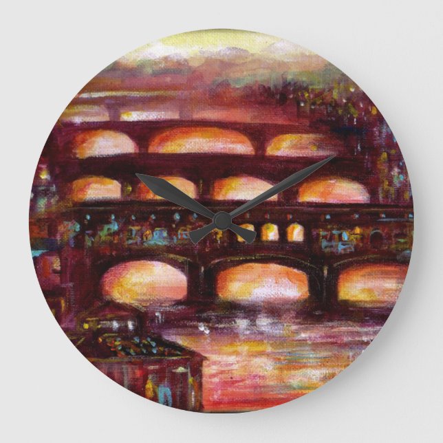 Ponte Vecchio and Other Bridges of Florence Large Clock (Front)