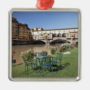 Ponte Vecchio and table along Arno Rive Metal Tree Decoration