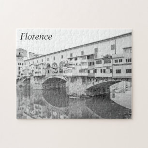 Ponte Vecchio Black and White Sketch Jigsaw Puzzle
