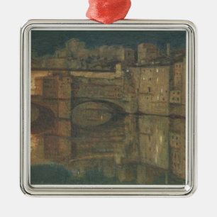 Ponte Vecchio, Florence (oil on canvas) Metal Tree Decoration