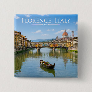 Ponte Vecchio Romantic Cityscape Artwork 15 Cm Square Badge