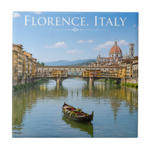 Ponte Vecchio Romantic Cityscape Artwork Ceramic Tile