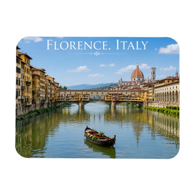 Ponte Vecchio Romantic Cityscape Artwork Magnet (Horizontal)