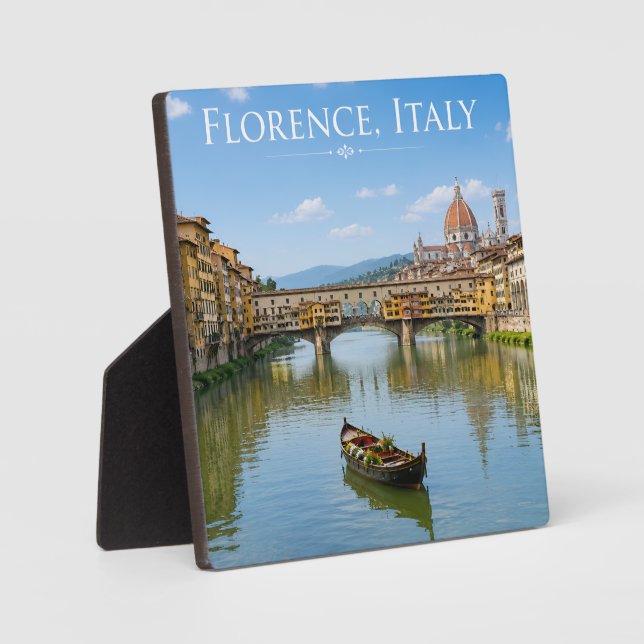 Ponte Vecchio Romantic Cityscape Artwork Plaque (Front)