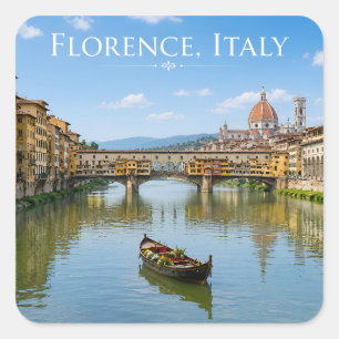 Ponte Vecchio Romantic Cityscape Artwork Square Sticker