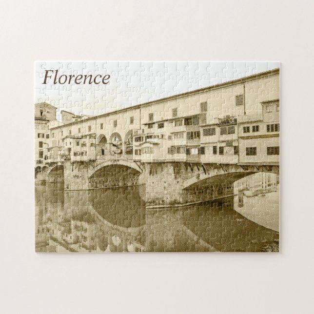 Ponte Vecchio Sepia Sketch Jigsaw Puzzle (Horizontal)