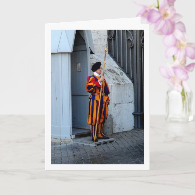 Pontifical Swiss Guard At Sentry Box Card (Orchid)