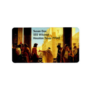 Pontius Pilate presenting a scourged Jesus Label