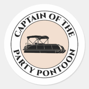 Pontoon boat Captain Boating Pontooning Fishing Classic Round Sticker