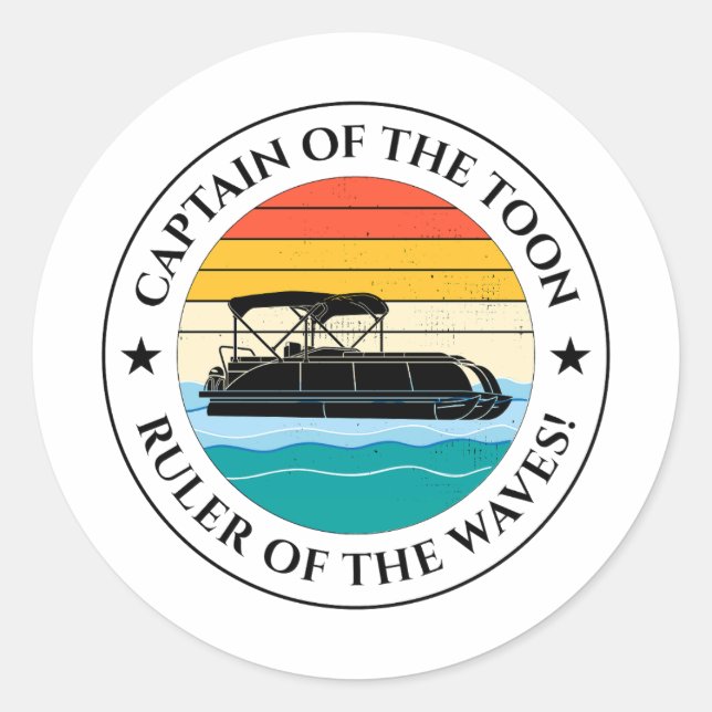 Pontoon boat Captain Boating Pontooning Fishing Classic Round Sticker (Front)