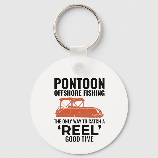 Pontoon boat Captain Boating Pontooning Fishing Key Ring (Front)