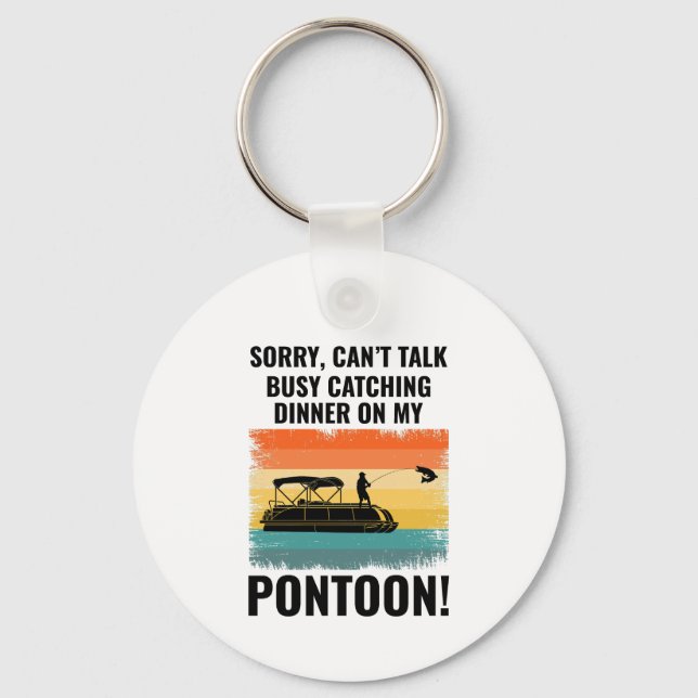 Pontoon boat Captain Boating Pontooning Fishing Key Ring (Front)