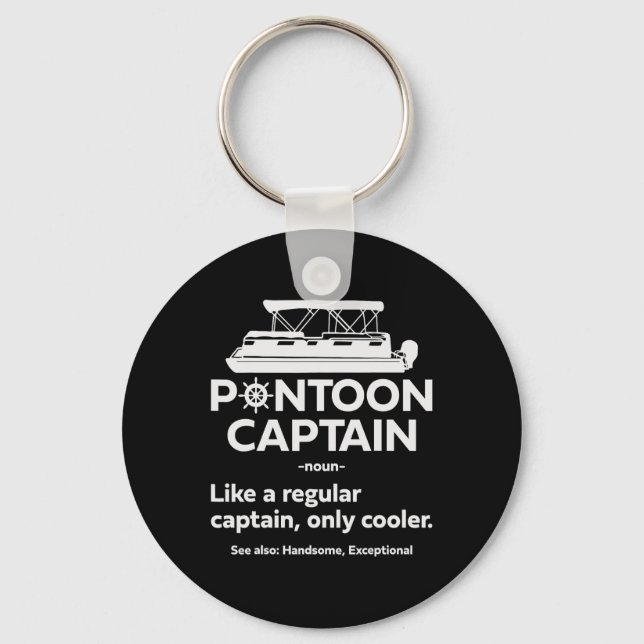 Pontoon Boat Captain Dad Funny Sailing And Boating Key Ring (Front)