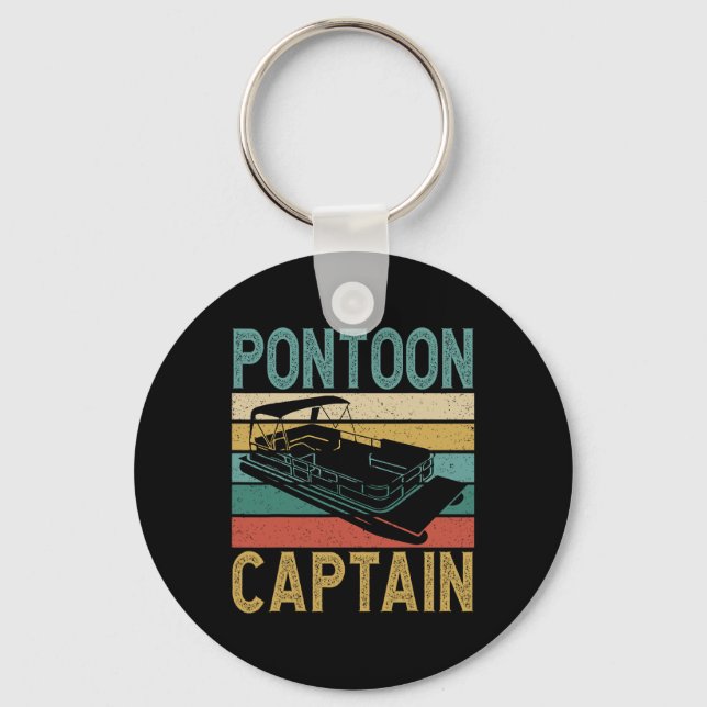 Pontoon Boat Captain Funny Pontoon Boat Boating Ca Key Ring (Front)