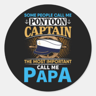 Pontoon Boat Captain Gift For Grandfather Dad Papa Classic Round Sticker