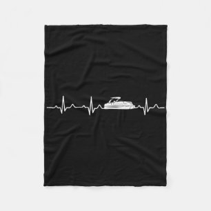 Pontoon Boat Captain Heartbeat Fleece Blanket