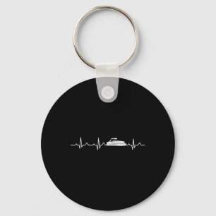 Pontoon Boat Captain Heartbeat Key Ring