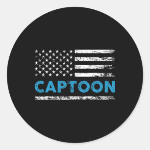 Pontoon Boat Captoon Pontoon Captain Boating  Classic Round Sticker