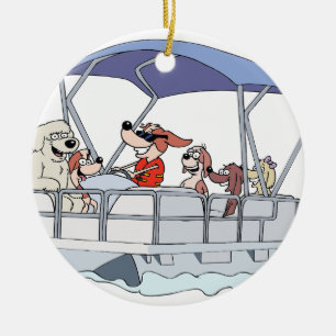 Pontoon Boat Ceramic Ornament