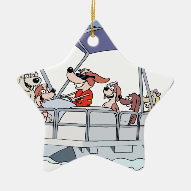 Pontoon Boat Ceramic Tree Decoration (Front)