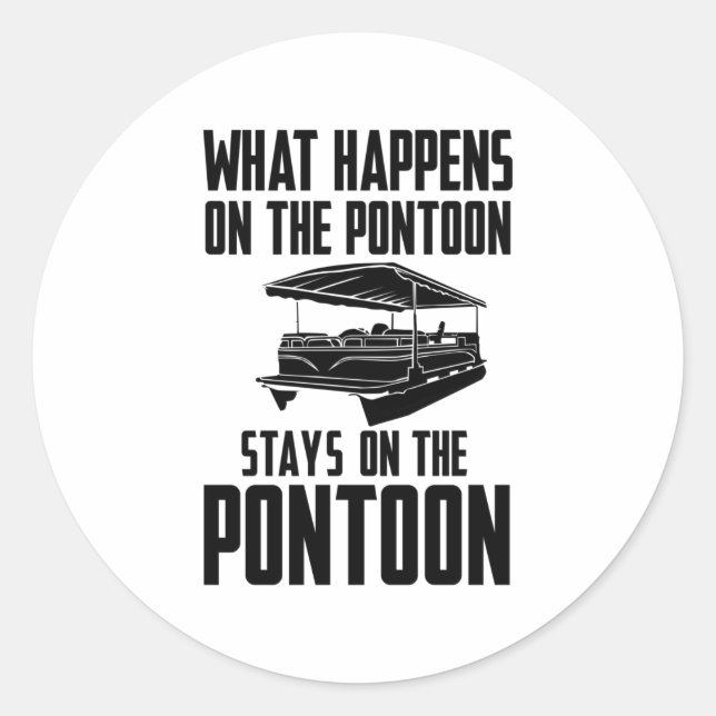 Pontoon Boat Classic Round Sticker (Front)