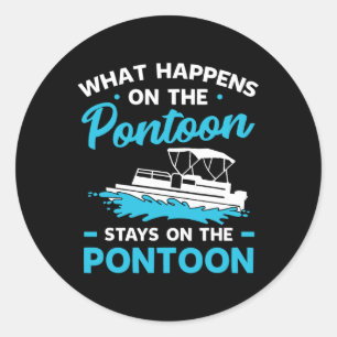 Pontoon Boat Gifts Captain Boating Party Lover Classic Round Sticker