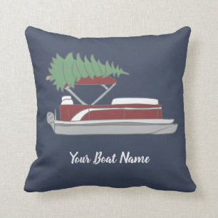 Pontoon Boat with Christmas Tree on Top Cushion