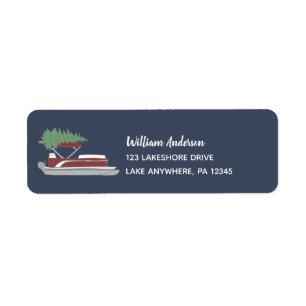 Pontoon Boat with Christmas Tree Return Address La Return Address Label