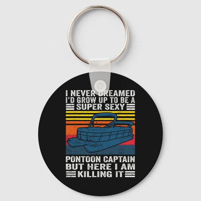 Pontoon Boating Lake Adventures For Summer Pontoon Key Ring (Front)