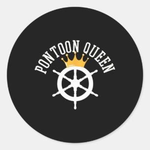 Pontoon Boating Ship Captain Gift Classic Round Sticker