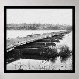 Pontoon Bridge Over the James River, VA 1864 Poster