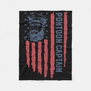 Pontoon Captain American Flag Funny Boating Boat 4 Fleece Blanket