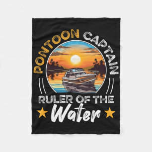 Pontoon Captain Boat Boating Retro Vintage Fleece Blanket
