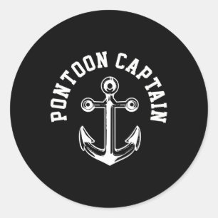 Pontoon Captain Boating Anchor Gift Classic Round Sticker