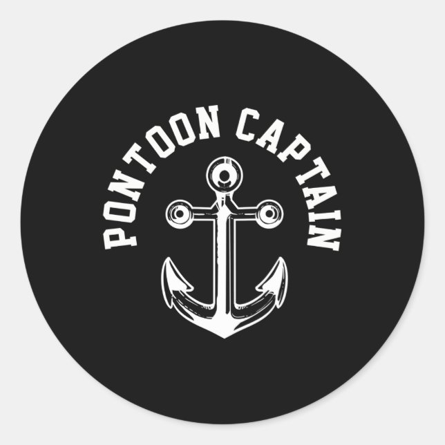 Pontoon Captain Boating Anchor Gift  Classic Round Sticker (Front)