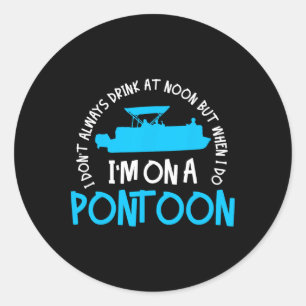Pontoon Captain Boating Lake Gift Classic Round Sticker