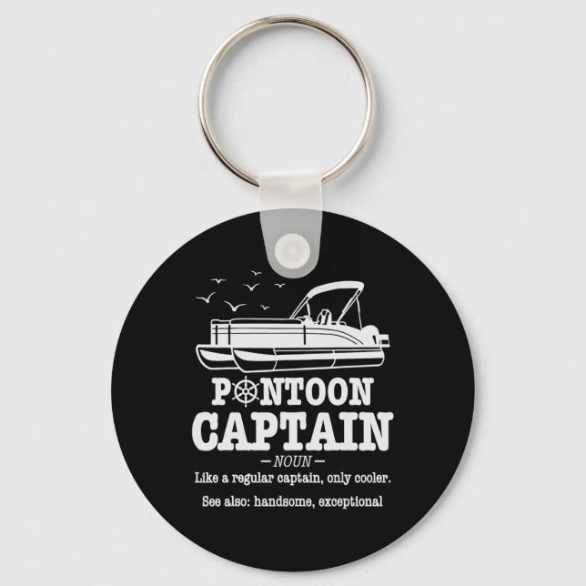 Pontoon Captain Definition Boat Life Funny Boating Key Ring (Front)