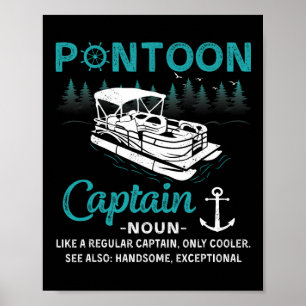 Pontoon Captain Definition Funny Pontoon Boat Boat Poster