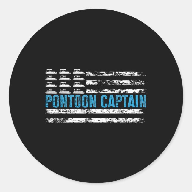 Pontoon Captain Funny Boating 4th Of Julypontoon B Classic Round Sticker (Front)