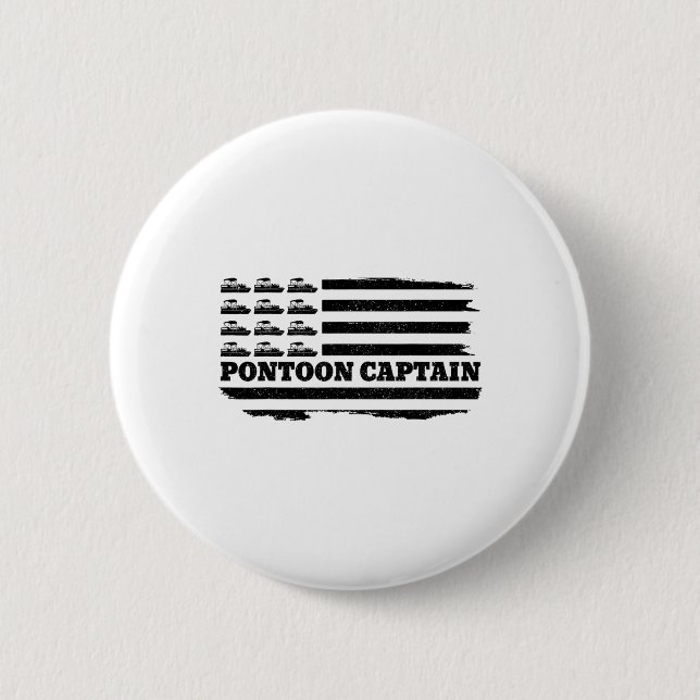 Pontoon Captain Patriotic Boat Owner American Flag 6 Cm Round Badge (Front)
